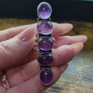 Elegant Purple Stone Silver Ring